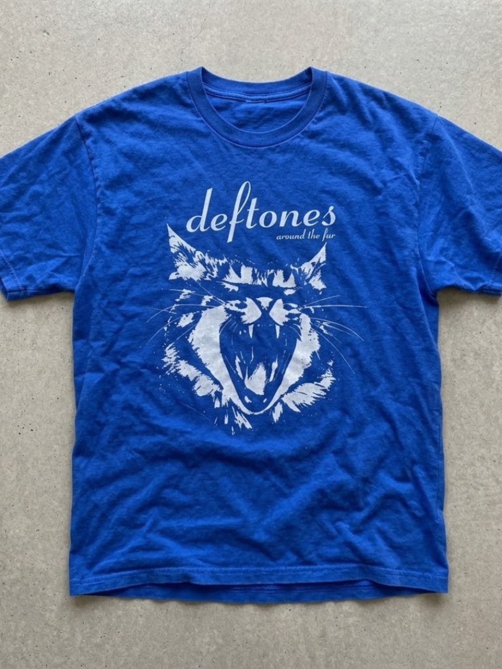 Gildan Royal Blue Deftones 'Around the Fur' Cat Graphic Tee